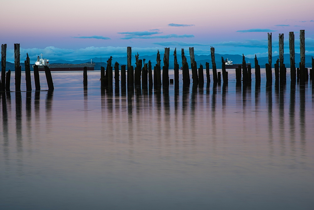 Dusk Settles Over The Columbia River, Astoria, Oregon, United States Of America