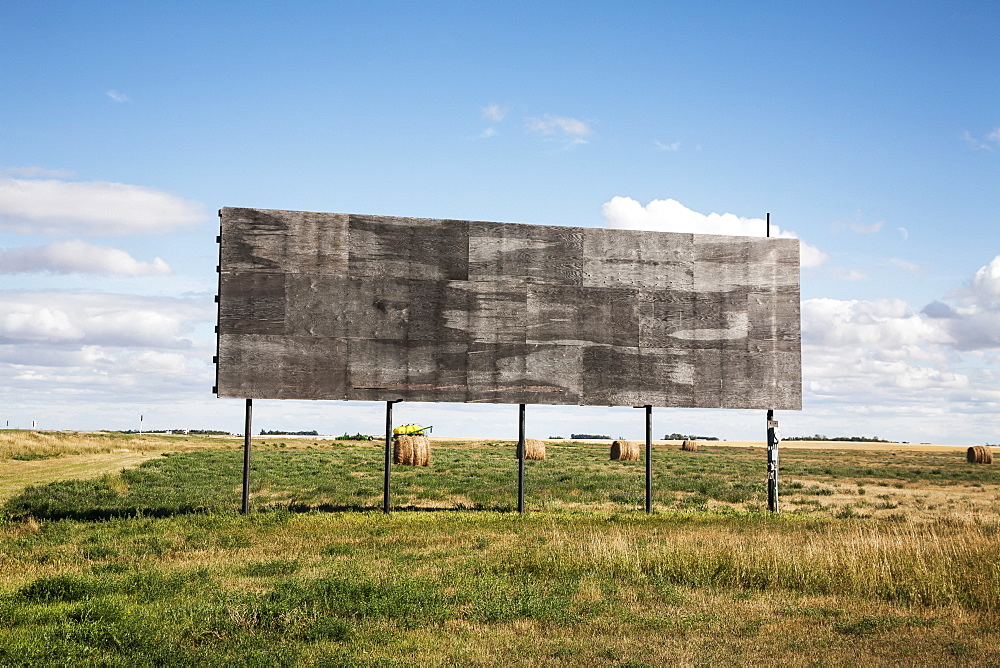 An Empty Billboard Beside A Farm Field, Alberta, Canada