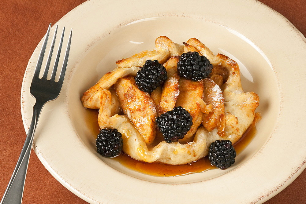 Food - Apple Tart with fresh blackberries and cinnamon brown sugar glaze.