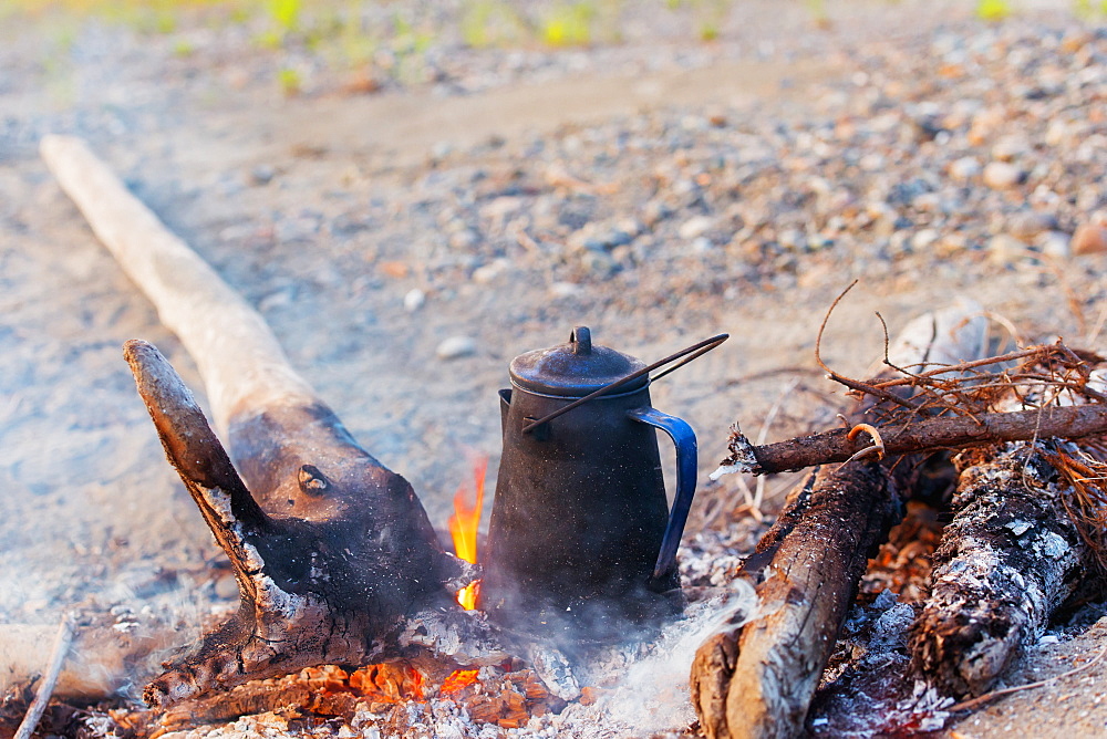 Coffee Pot In The Campfire, Dawson, Yukon, Canada