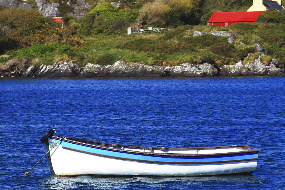 A Canoe Moored In A Harbour, Near Eyeries, County Cork, Ireland