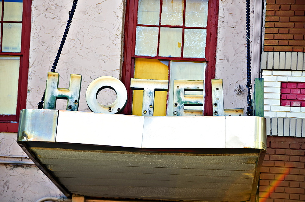 Louisiana, New Orleans, Signage For A Run Down Hotel.