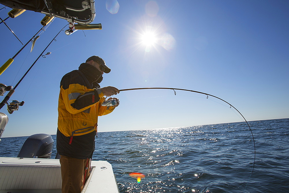 Fishing Off A Boat, Montauk, New York, United States Of America