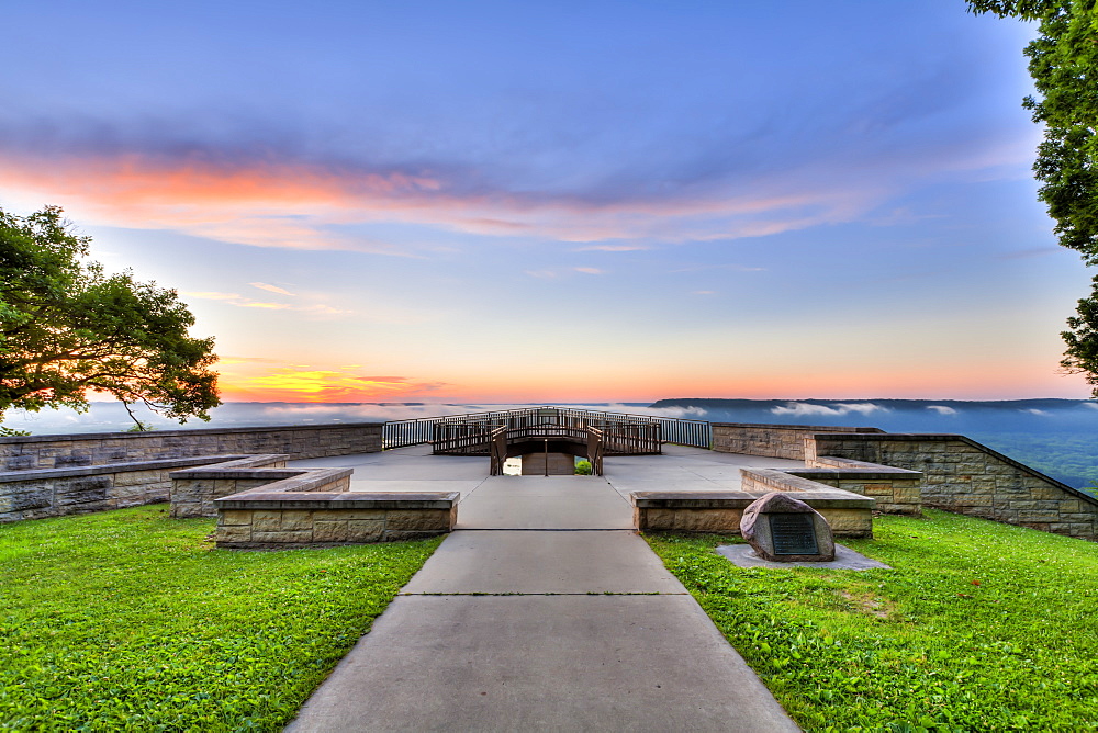 Viewing Platform Overlooking The Mississippi River At Pikes Peak State Park, Near Mcgregor, Iowa, United States Of America