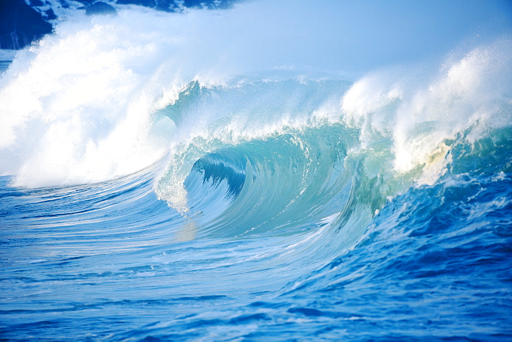 Waves Breaking At Waimea Bay On The North Shore Of Oahu, Oahu, Hawaii, United States Of America