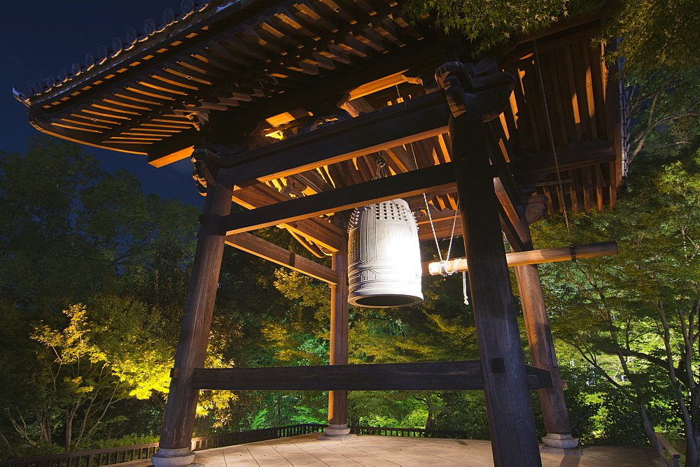 Colourful Image Of Temple Bell At Night, Kyoto, Japan