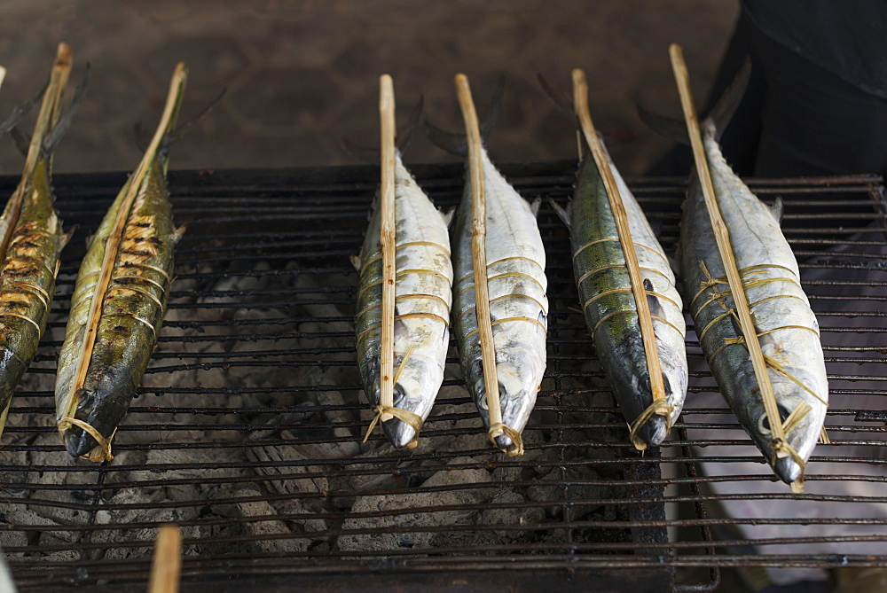 Some Sticks With Local Fish From Famous Crab Market Of Kep, Kep, Cambodia