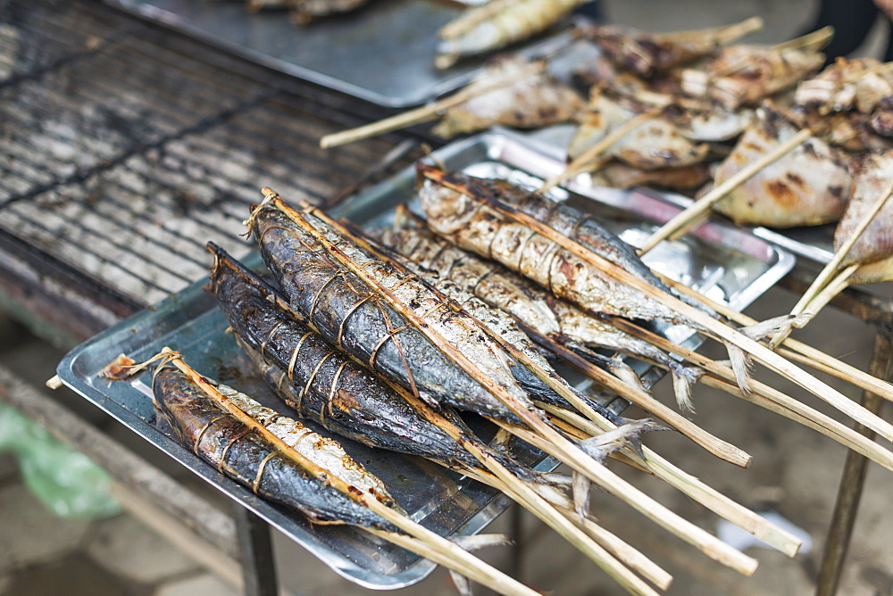 Some Sticks With Local Fish From Famous Crab Market Of Kep, Kep, Cambodia