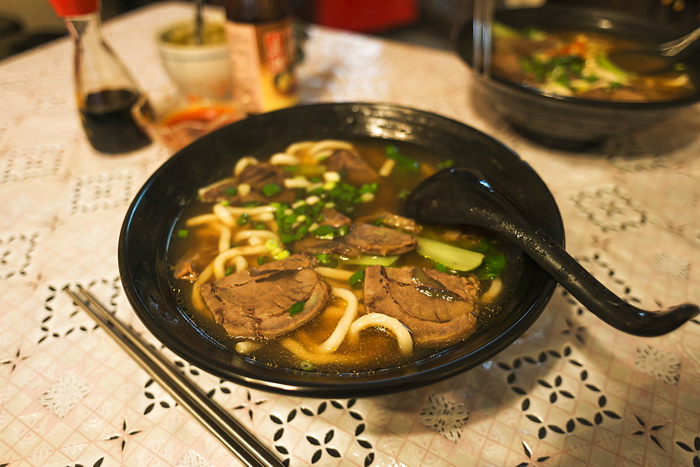 Traditional Taiwanese Beef Noodle Soup Made In A Jincheng's Local Restaurant, Kinmen Island, Taiwan