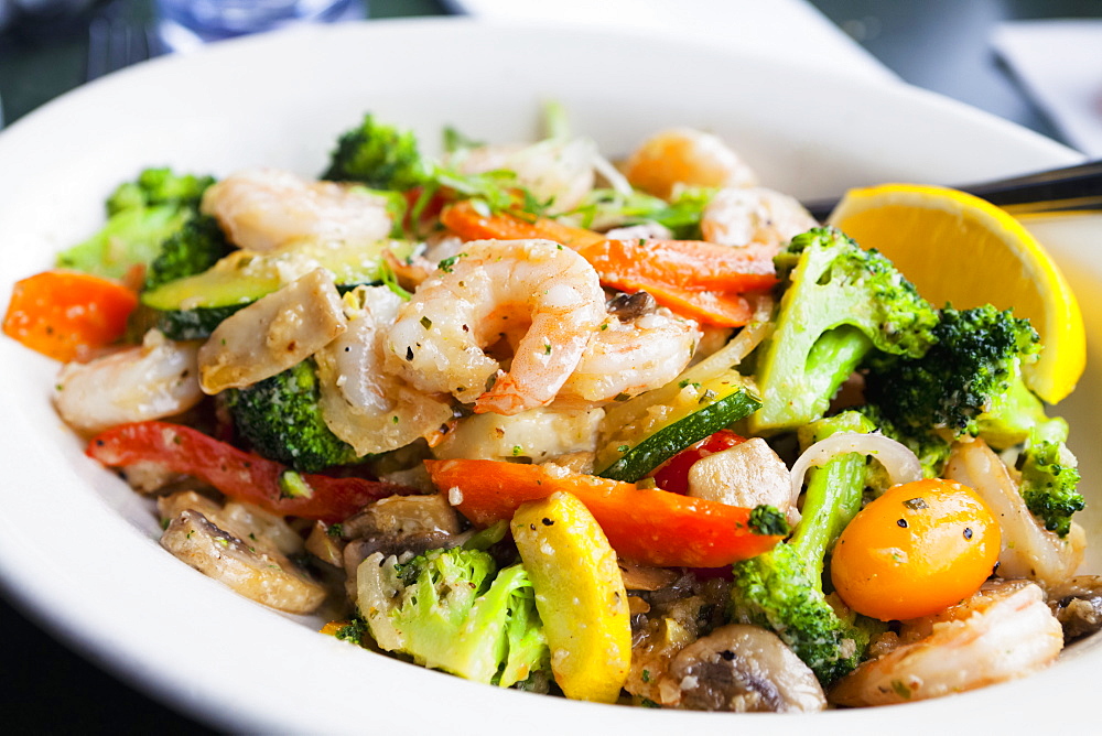 Seafood Dish With Vegetables, Massachusetts, United States Of America