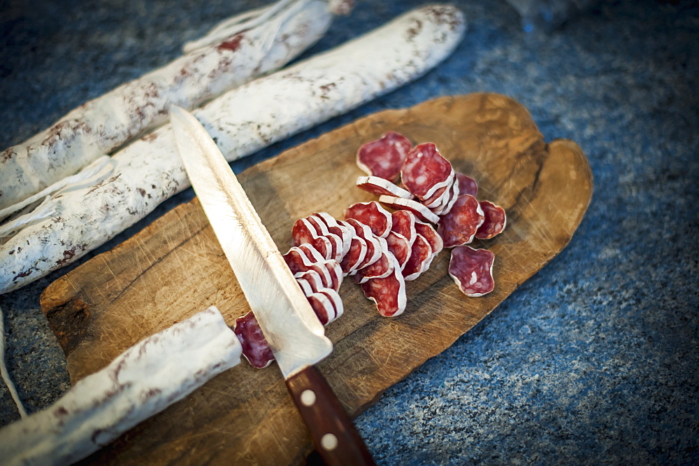 Catalan Cured Meat Known As Fuet, Tarragona, Benissanet, Spain