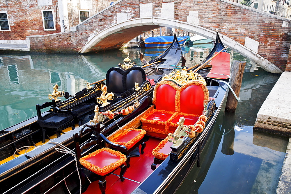 Gondolas In A Canal, Venice, Italy