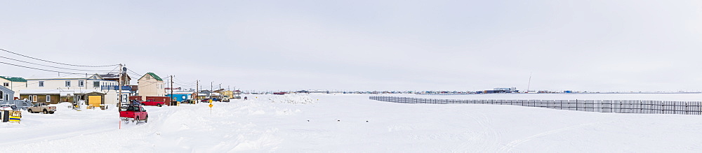 Panorama Of Barrow And The Coast On An Overcast Winter Day, North Slope, Arctic Alaska