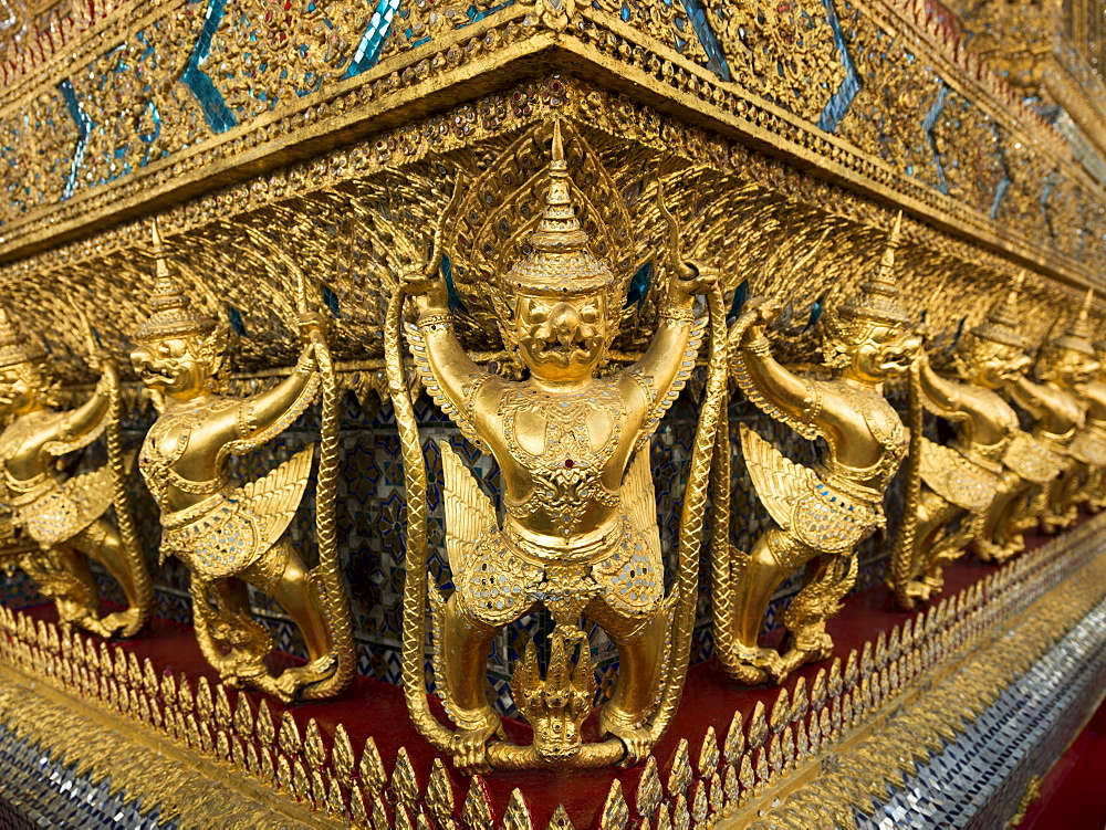 Gold Statues In A Row, Temple Of The Emerald Buddha (Wat Phra Kaew), Bangkok, Thailand