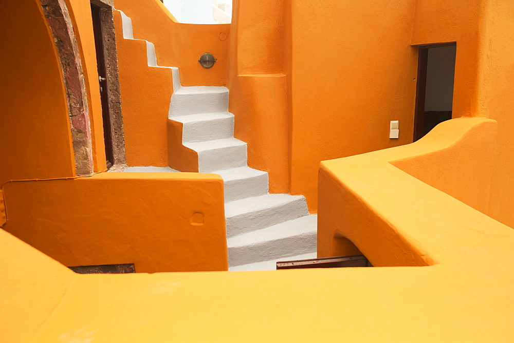 Colourful Residential Buildings And Steps, Oia, Santorini, Greece