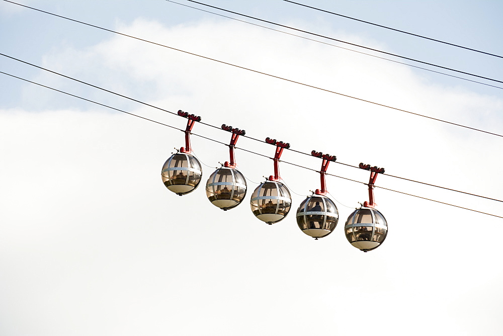 Bubble Gondola Against Blue Sky And White Cloud, Grenoble, France