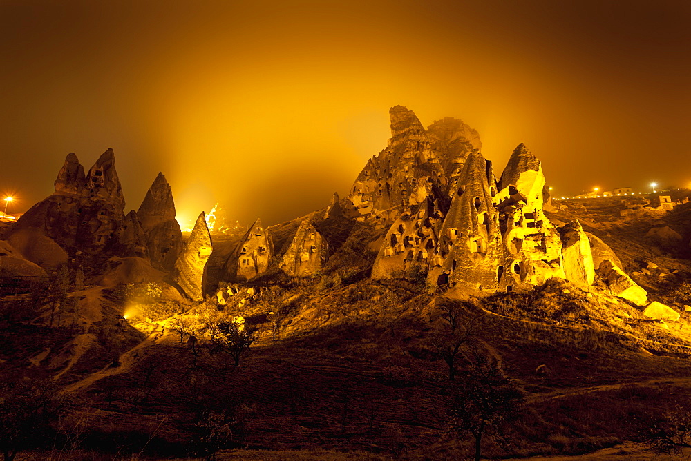 Cave Homes In Rock Formations And Fairy Chimneys, Goreme, Cappadocia, Turkey