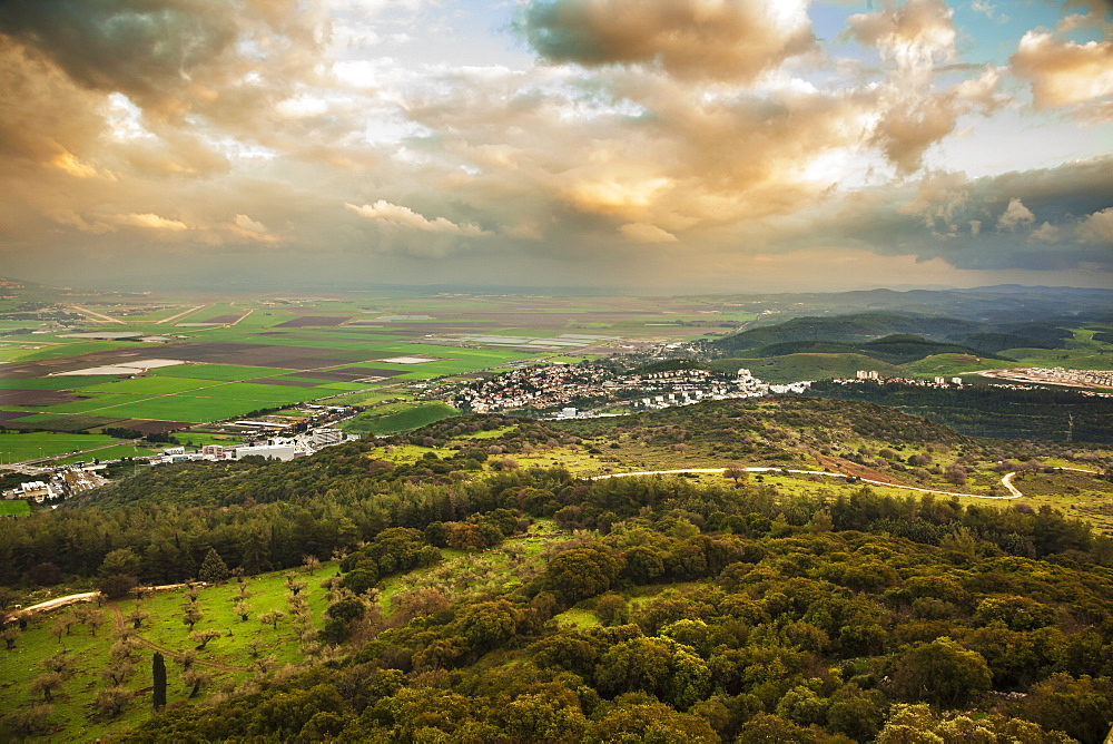 Mount Carmel With Glowing Clouds Over Jezreel Valley, Israel