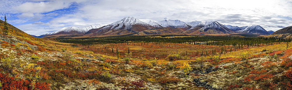 Panoramic View Of The Ogilvie Mountains Along The Dempster Highway, Yukon, Canada