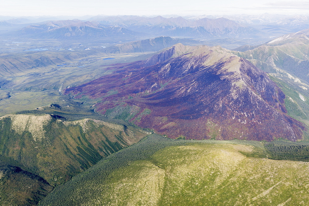 Aerial View Of Mountain Ridges And Green Valleys In The Brooks Range, Alaska, United States Of America