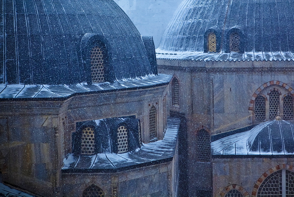 Hagia Sophia (Ayasofya) Under Snow. The Mosque, Now A Museum Is Considered The Epitome Of Byzantine Architecture, Istanbul, Turkey