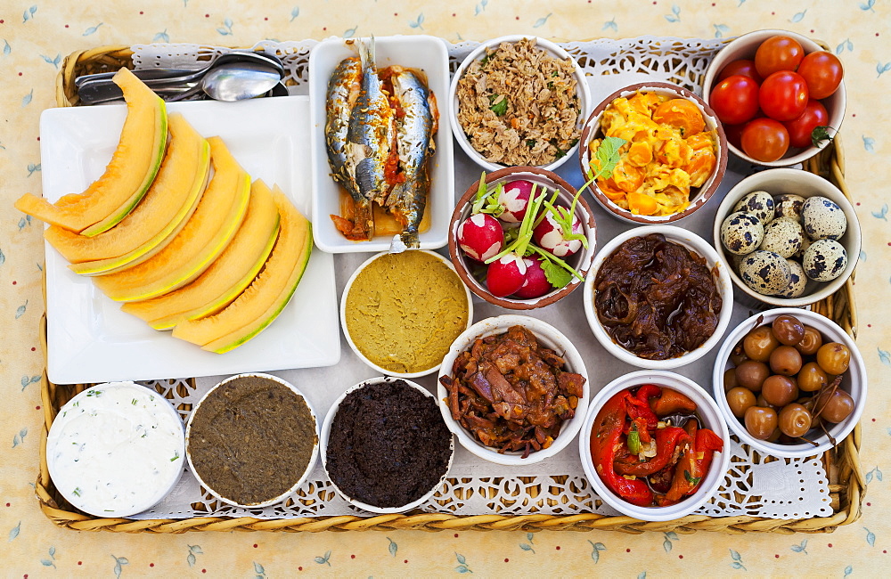 Selection Of Small Dishes Of Provencal Entrees, Provence, France