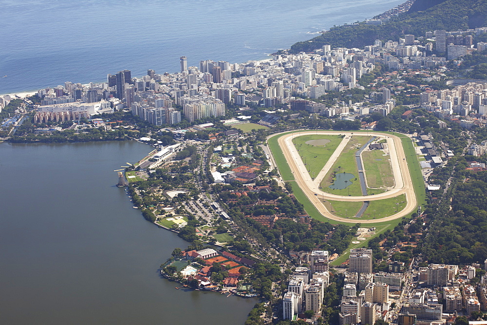 View Of Jockey Club, Leblon And Rodrigo De Freitas Lake From Christ The Redeemer Statue, Corcovado Mountain, Tijaca National Park, Rio De Janeiro, Brazil