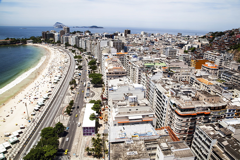 The View Of Copacabana Beach From Above Looking Towards Ipanema, Rio De Janeiro, Brazil