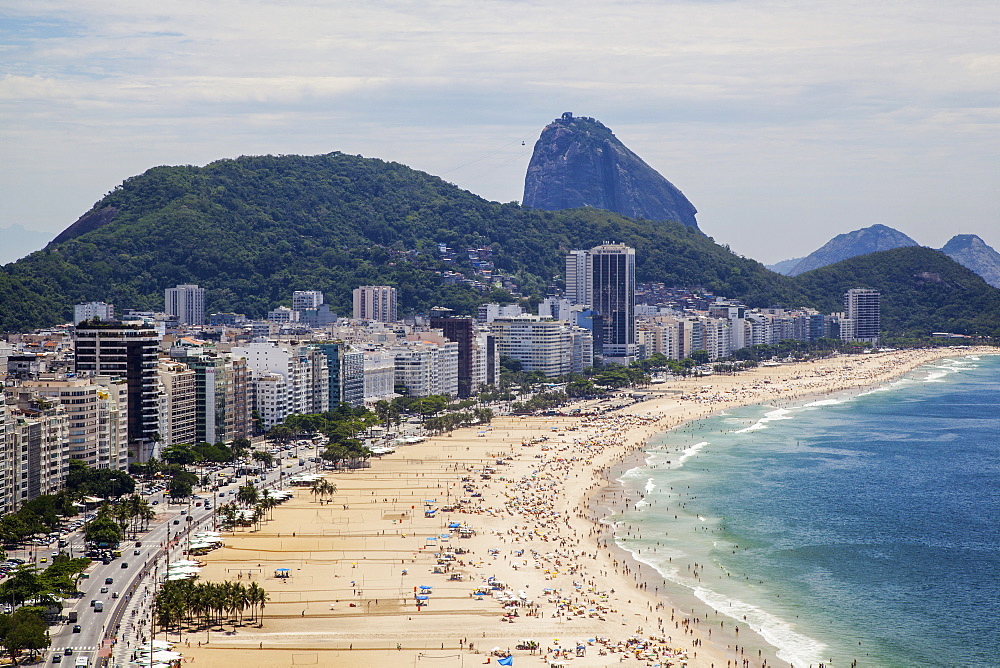 Copacabana From Above Looking Towards Sugarloaf Mountain, Rio De Janeiro, Brazil