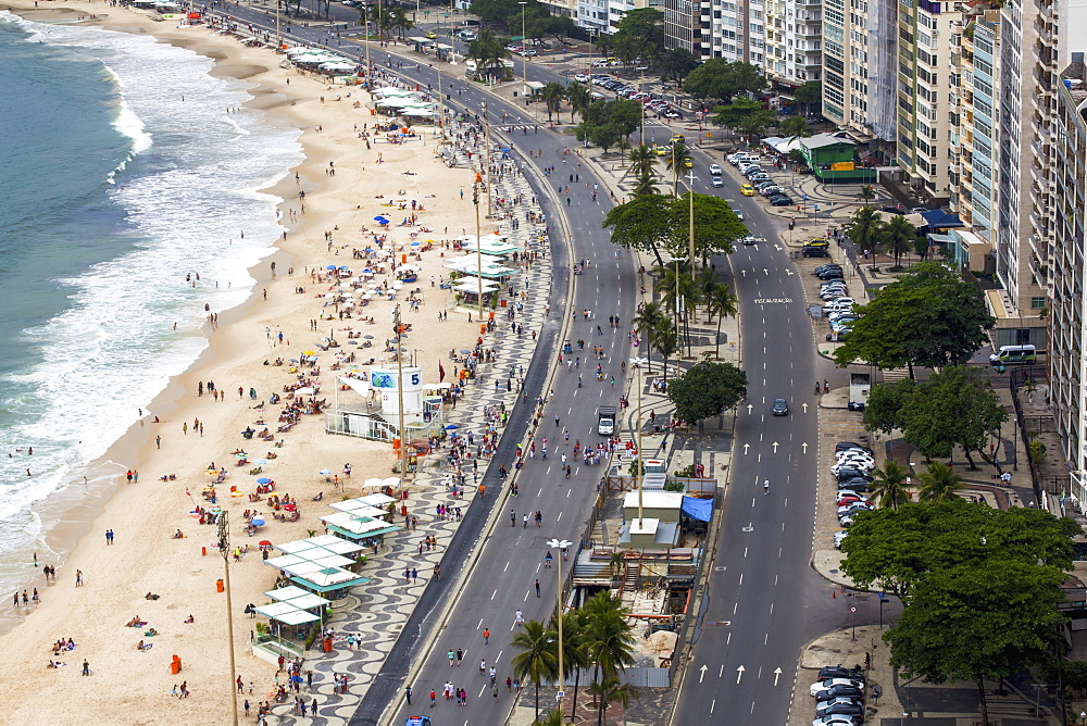 Part Of Copacabana Beach In Rio De Janeiro Viewed From Above, Rio De Janeiro, Brazil