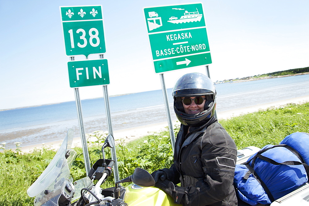 The End Of Road 138 On Motorcycle, Kagaska, Quebec, Canada