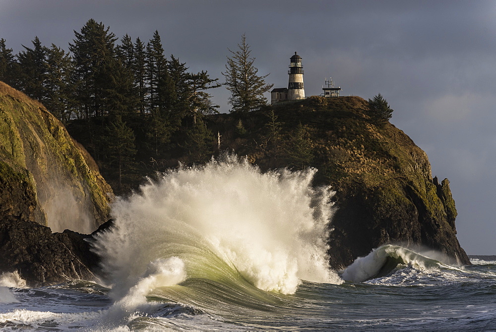 A Wave Explodes At Cape Disappointment, Ilwaco, Washington, United States Of America