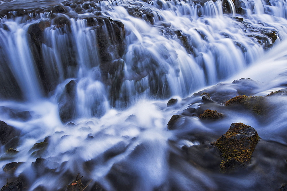 Water Cascading Over Rugged Rocks, Bruarfoss, Iceland