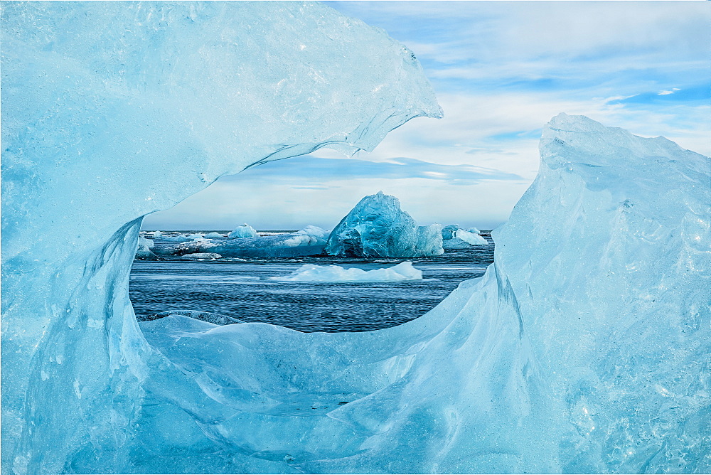 Icebergs On The Southern Beach Near The Ice Lagoon Of Jokursarlon, Iceland