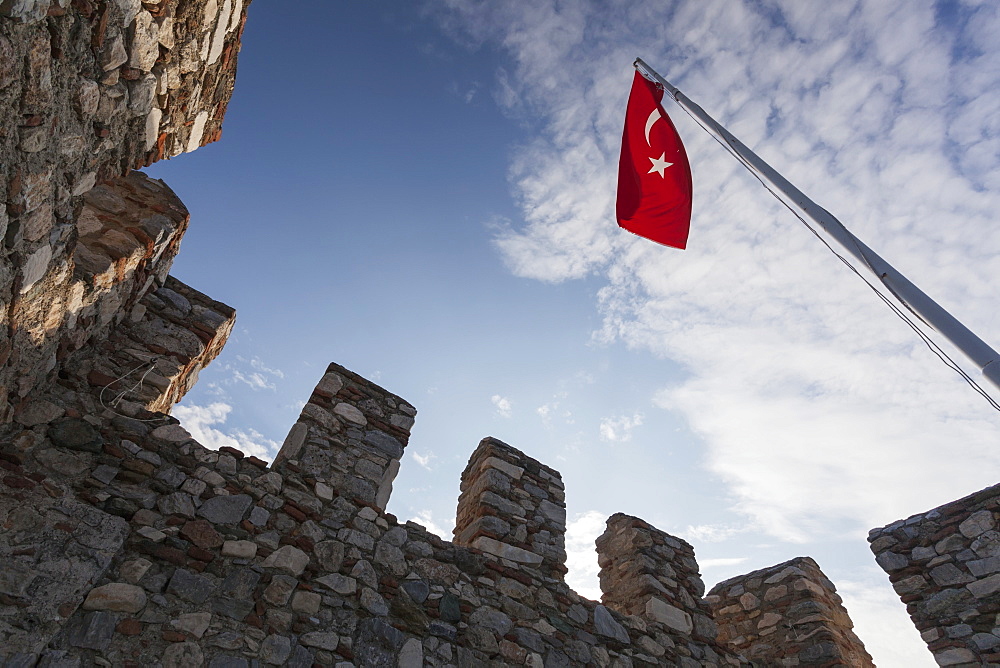 Selcuk Castle And The Turkish Flag, Ephesus, Turkey