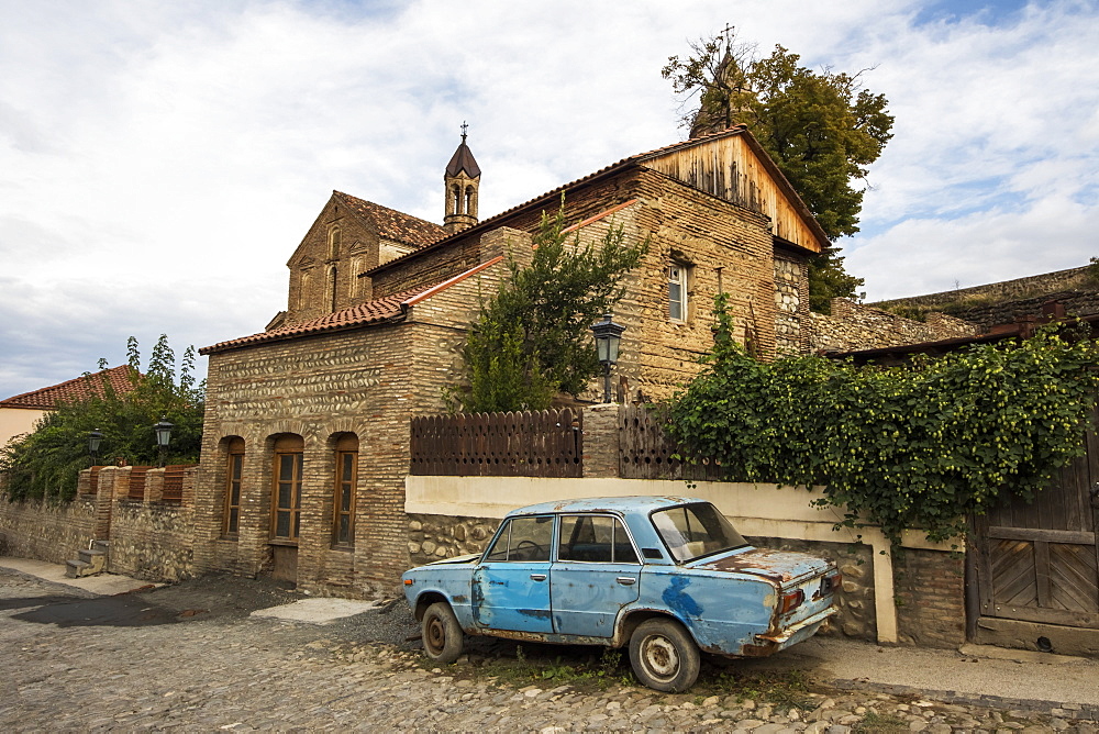 Lada Parked By The Church Of St. George, Sighnaghi, Kakheti, Georgia