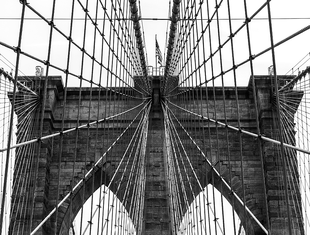 Grid Pattern Of Supports On The Brooklyn Bridge, New York City, New York, United States Of America