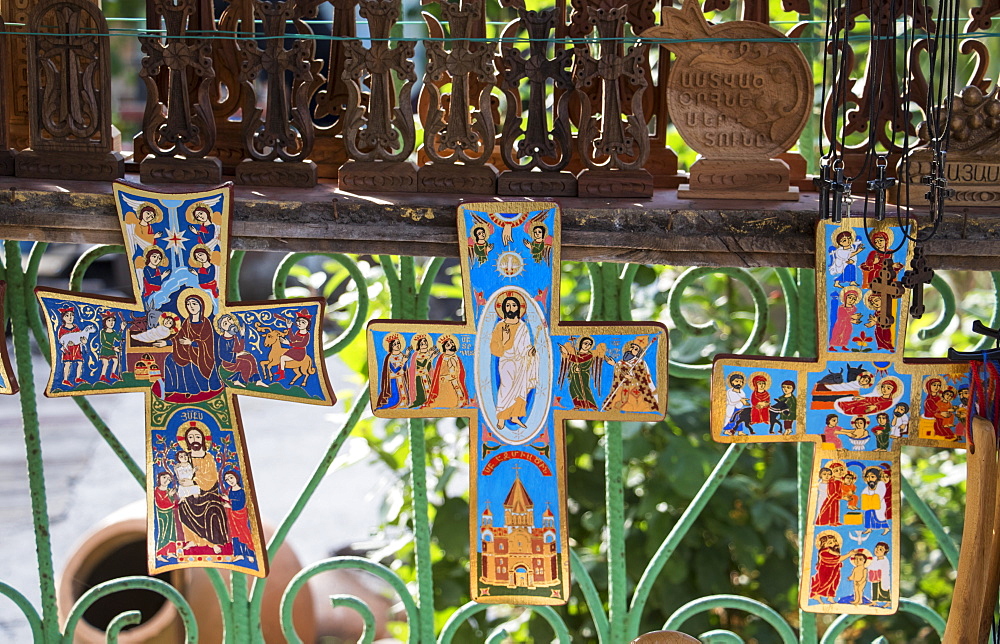 Painted Crosses For Sale By The Sanahin Monastery, Lori Province, Armenia