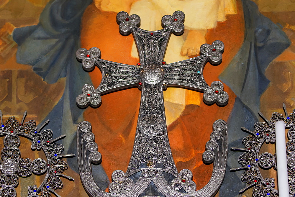 Armenian Cross In The Church Of The Holy Mother Of God (Surb Astvatzatzin) At Khor Virap Monastery, Ararat Province, Armenia