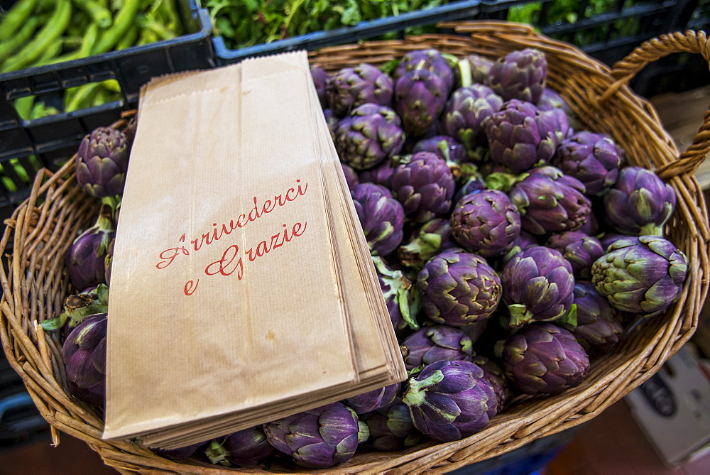 Roman Artichokes For Sale At Piazza Dell'unita Market, Rome, Italy