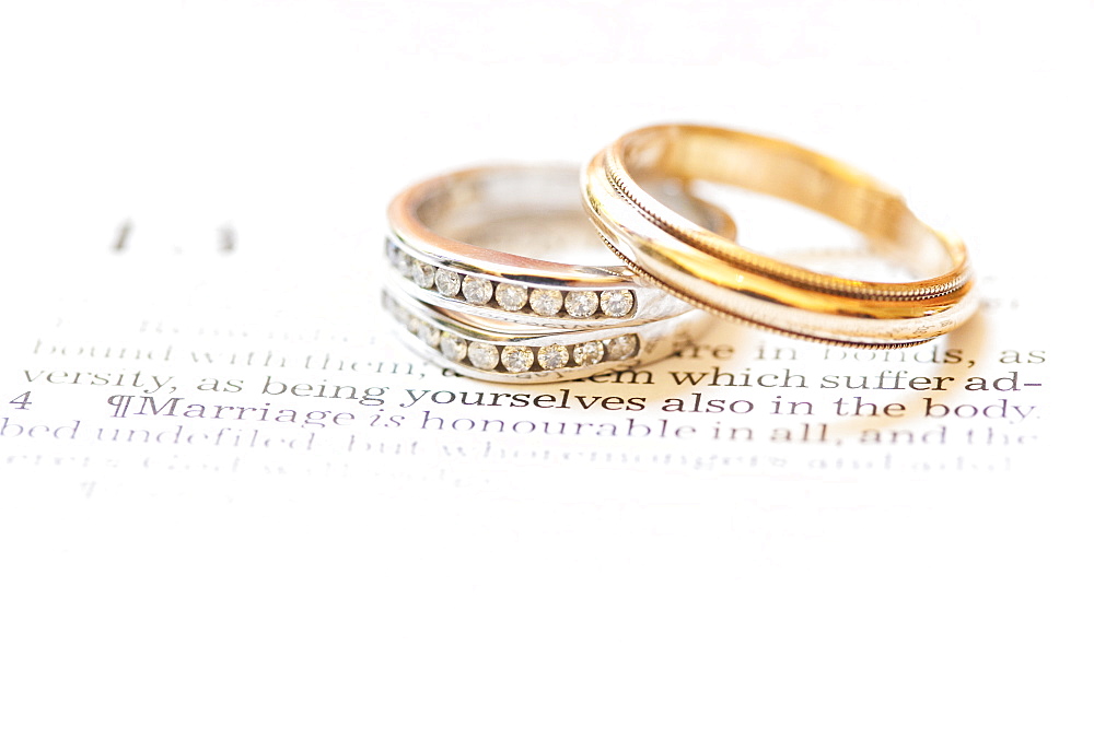 Wedding Bands Placed Over The Scripture Hebrews 13:4, Waco, Texas, United States Of America