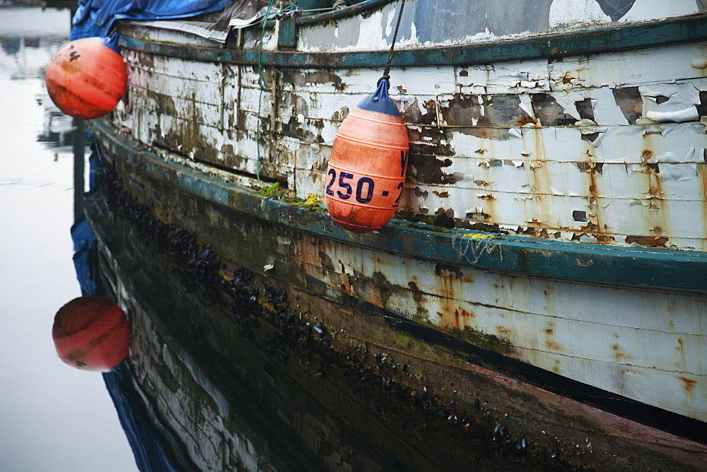 Rustic Commercial Fishing Boat With Buoys, Pelican, Chichagof Island, Tongass National Forest, Southeast Alaska, USA