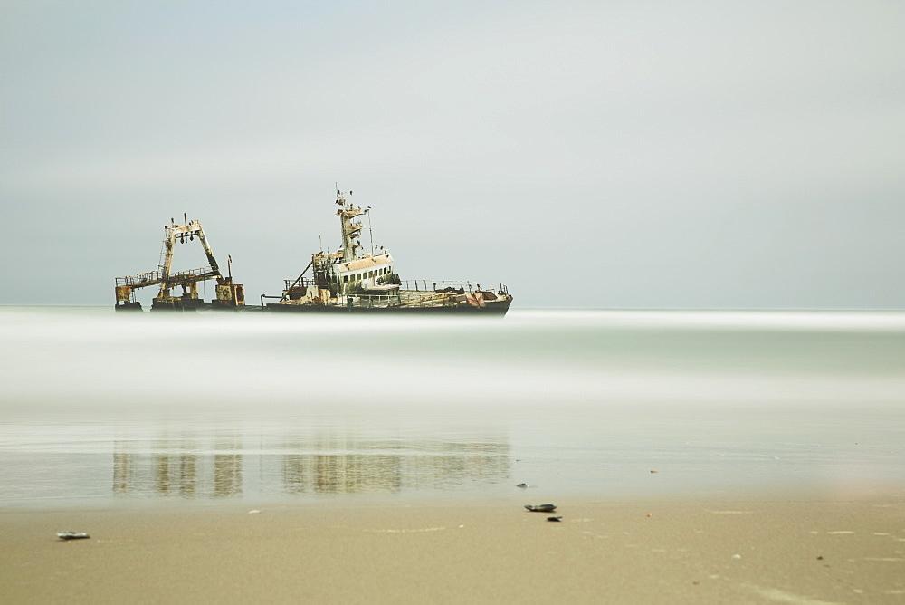 Long Exposure Of An Unnamed Shipwreck Along The Skeleton Coast, Namibia