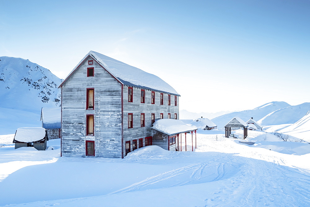 An Old Building From Mining Days In Independence Mine In Hatcher Pass In Winter, South-Central Alaska, Alaska, United States Of America