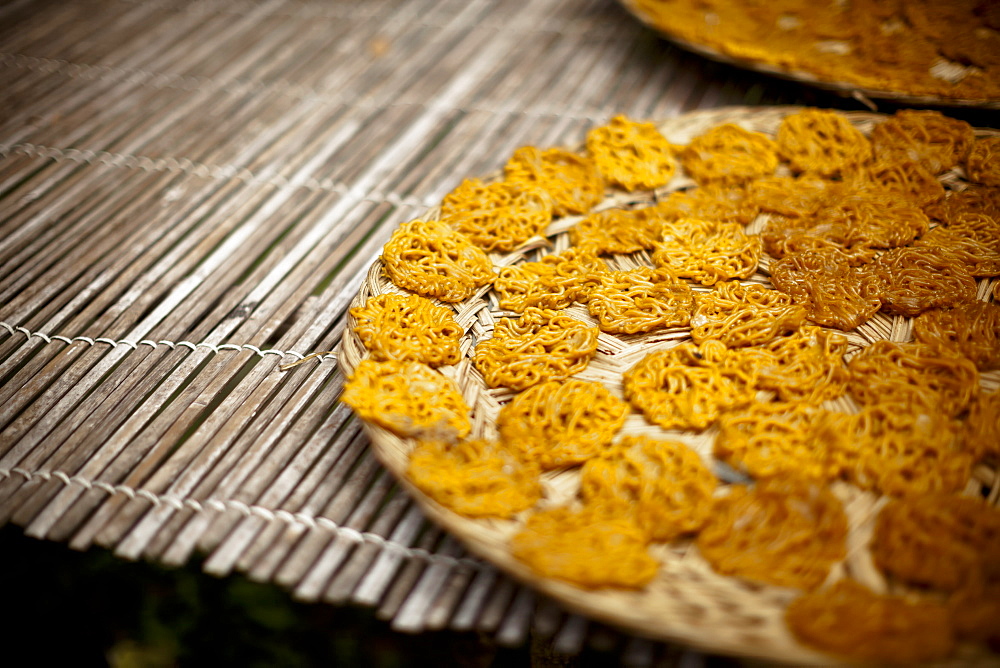 A Locally Made Cracker Called Krupuk, Made From Starch And Other Ingredients. Here The Raw Krupuk Are Laid Out To Air Dry, Later They Will Be Deep Fried Before Eaten, Sumatra, Indonesia