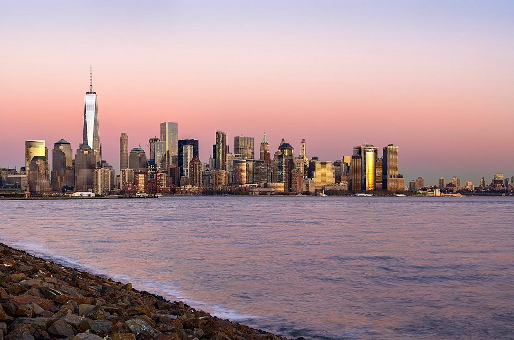 New York City Skyline At Sunset, Liberty State Park, Jersey City, New Jersey, United States Of America