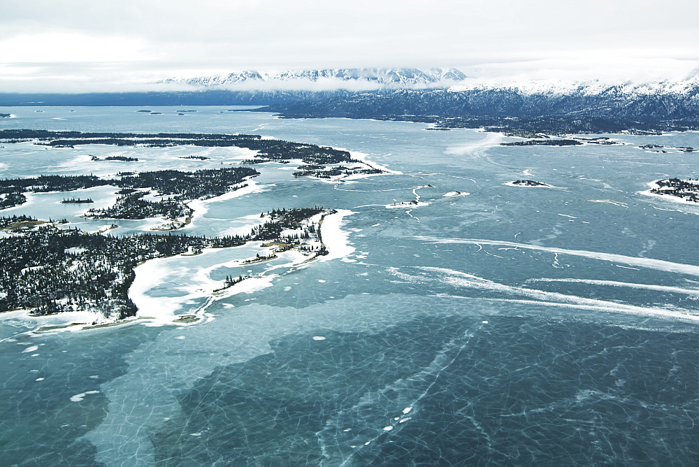 Frozen Water And Landscape In Winter, Alaska, United States Of America