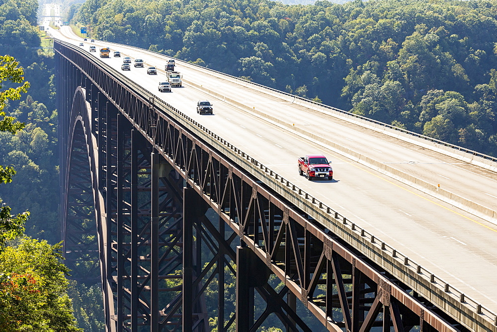 The New River Gorge Bridge, A Steel Arch Bridge 3,030 Feet Long Over The New River Gorge Near Fayetteville In The Appalachian Mountains Of The Eastern United States, West Virginia, United States Of America