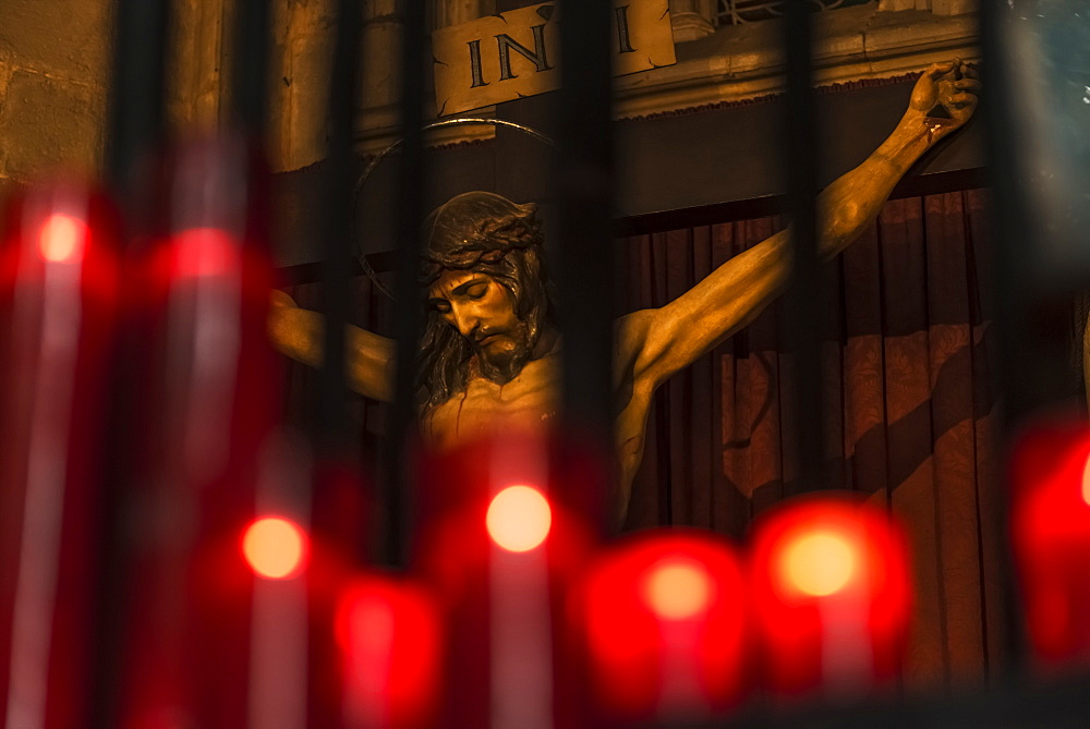 Sculpture Of Jesus Christ In The Cathedral Of Barcelona, Barcelona, Catalonia, Spain