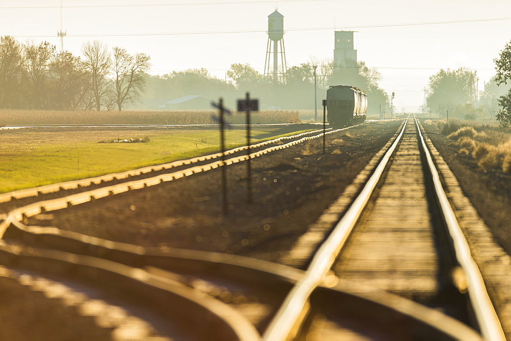 Morning Light On Railroad Tracks Near Groton, South Dakota, United States Of America